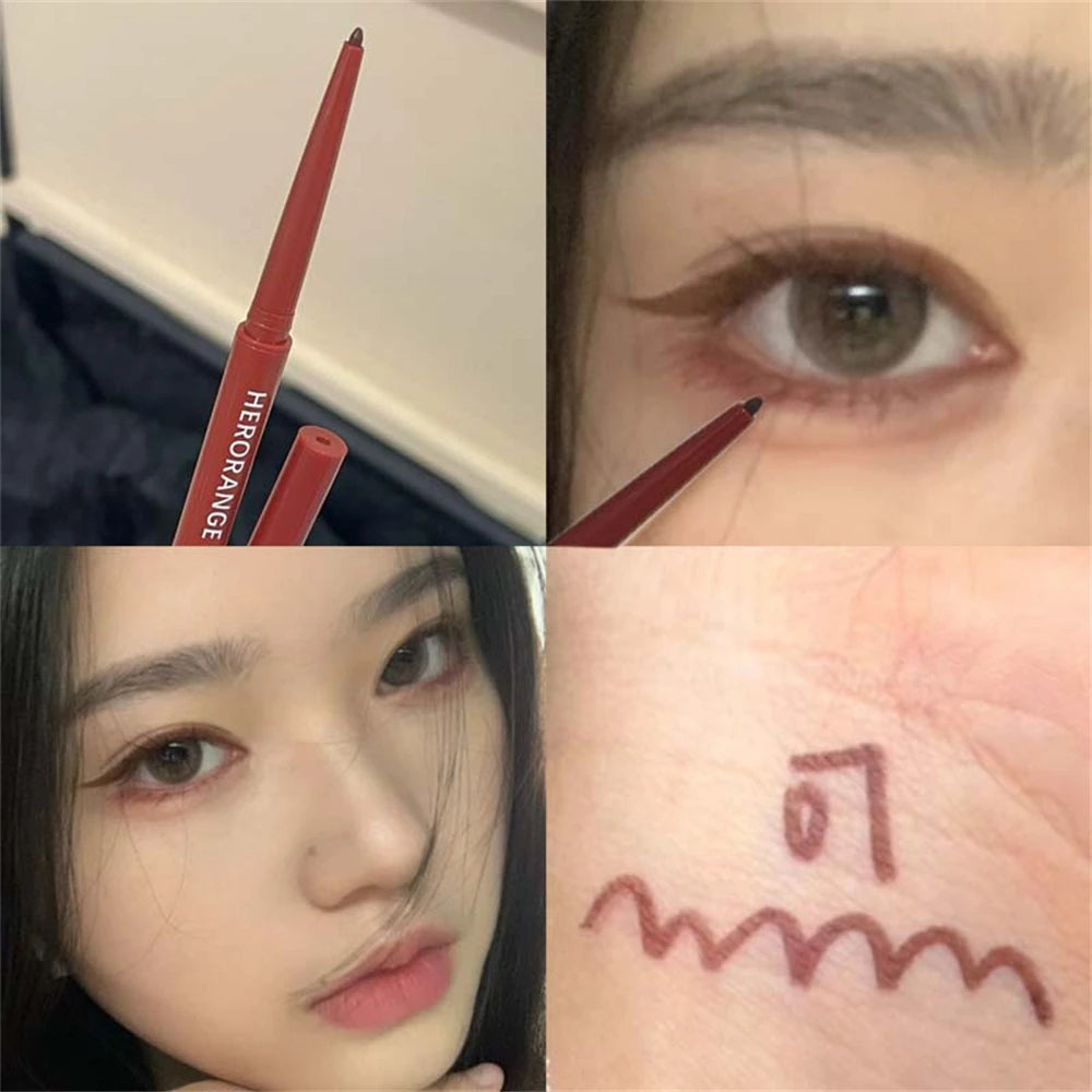 12 Colors Eyeliner Pencil Waterproof Long-lasting Orange Black Brown Easy Wearing Eyeshadow Contour Stick Lying silkworm Makeup