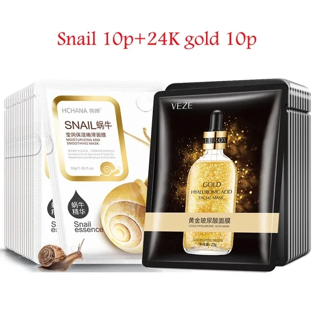 20Pcs Face Mask Sets Fresh Fruit Face Care Sheet Masks Hydrating Anti-aging Oil Control Acne Treatment Facial Mask Skin Care Set