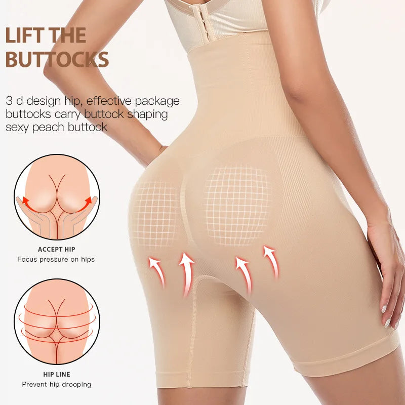 New Women Firm Tummy Control with Hook Butt Lifter Shapewear Panties High Waist Trainer Body Shaper Shorts Female Slimming fajas