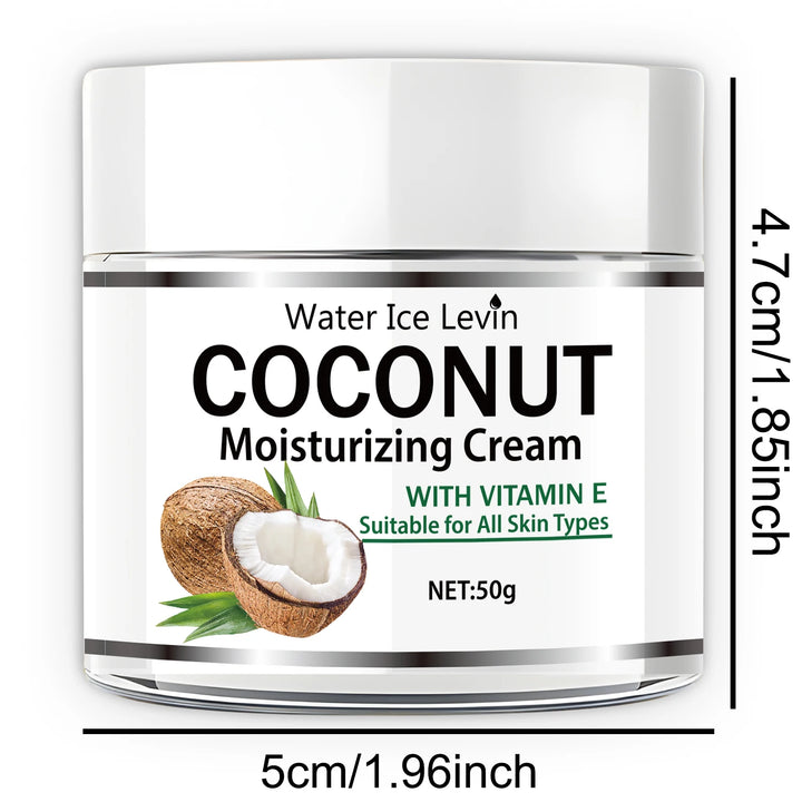 50g Coconut Oil Moisturizing Cream |   Collagen and Vitamin E |   Alcohol-Free |   Suitable for All Light Skin Types |   Moisturizing Formula Containing Hyaluronic Acid and Retinol