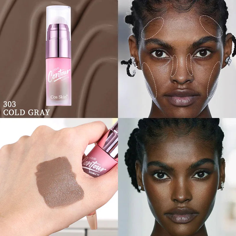 Double-head Matte Contour and Highlighter Liquid, Side Profile Illuminating and Contouring Liquid