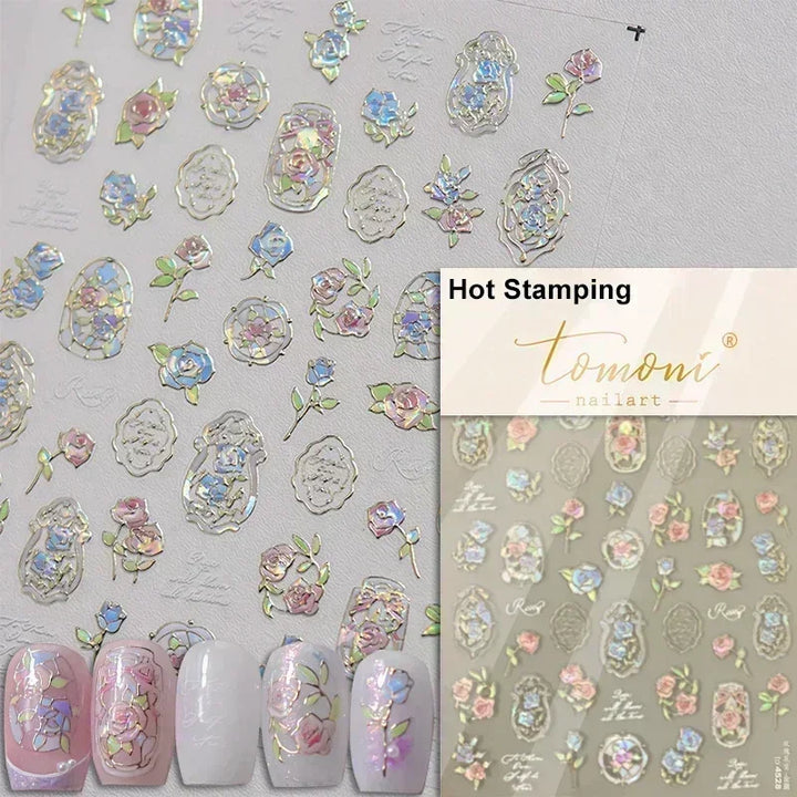 Hipster Pure White Flowers Rose Spring Lily Peony Camellia Daisy Jelly Cherry Blossom Magnolia Nail Art Stickers Manicure Decals