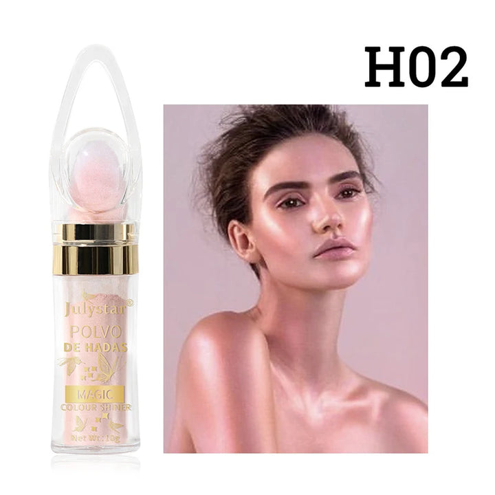 6 Colors Fairy Highlighter Pat Powder Glitter Polvo De Hadas Fashion Brighten Contour Blush Face Eyes Body Shimmer Powder Makeup