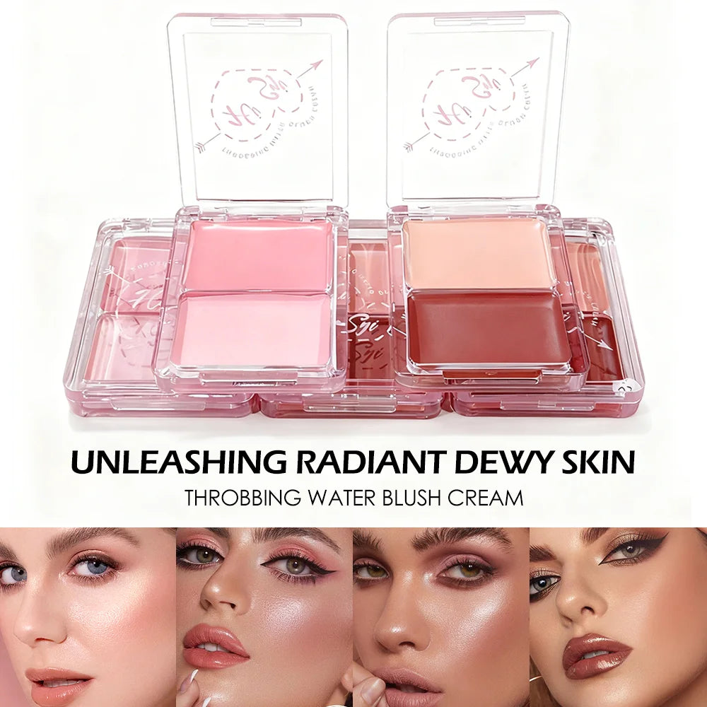 Dual Color Cream Blush & Highlighter Set, Buildable Pigment for Dewy Cheek & Face Glow