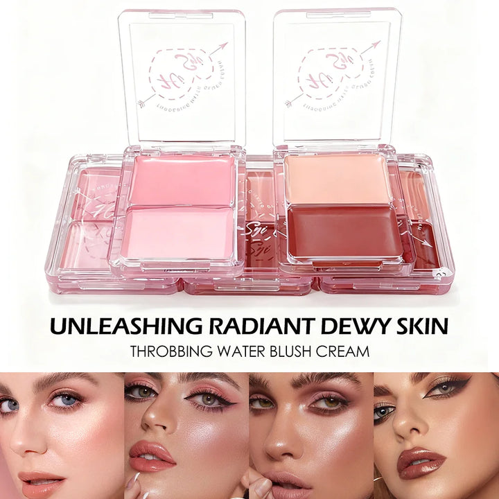 Dual Color Cream Blush & Highlighter Set, Buildable Pigment for Dewy Cheek & Face Glow