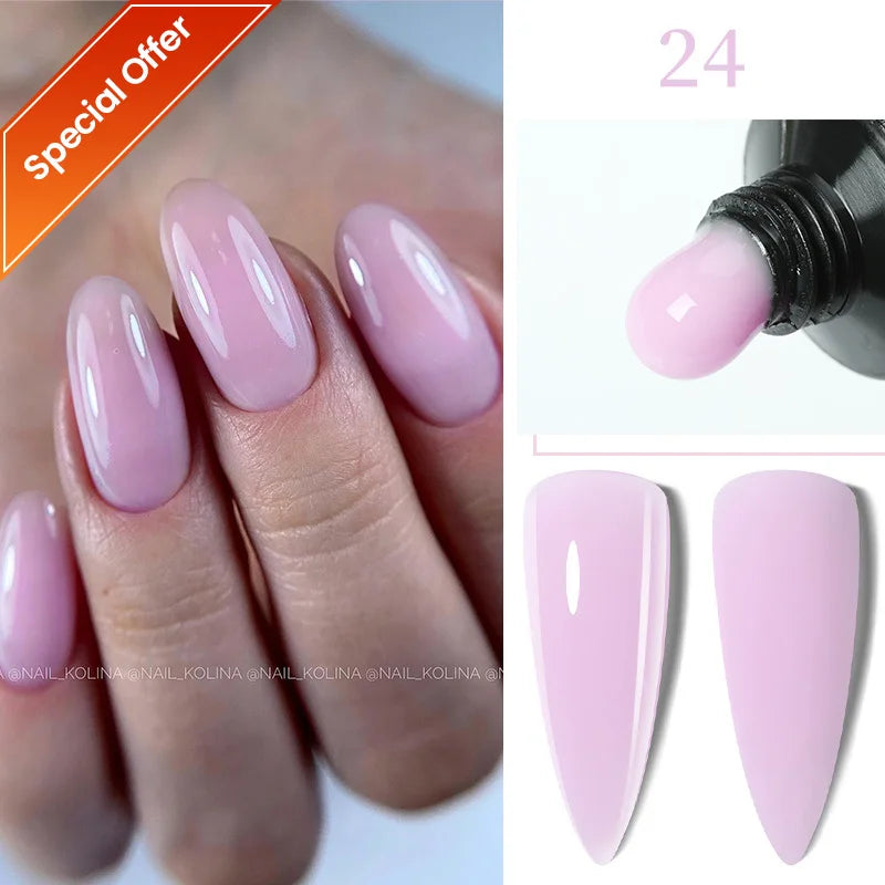 LILYCUTE 15ML Quick Extension Gel Nail Polish Nude Milk White Color Finger Prolong Acrylic Crystal Construction Hard Gel Varnish