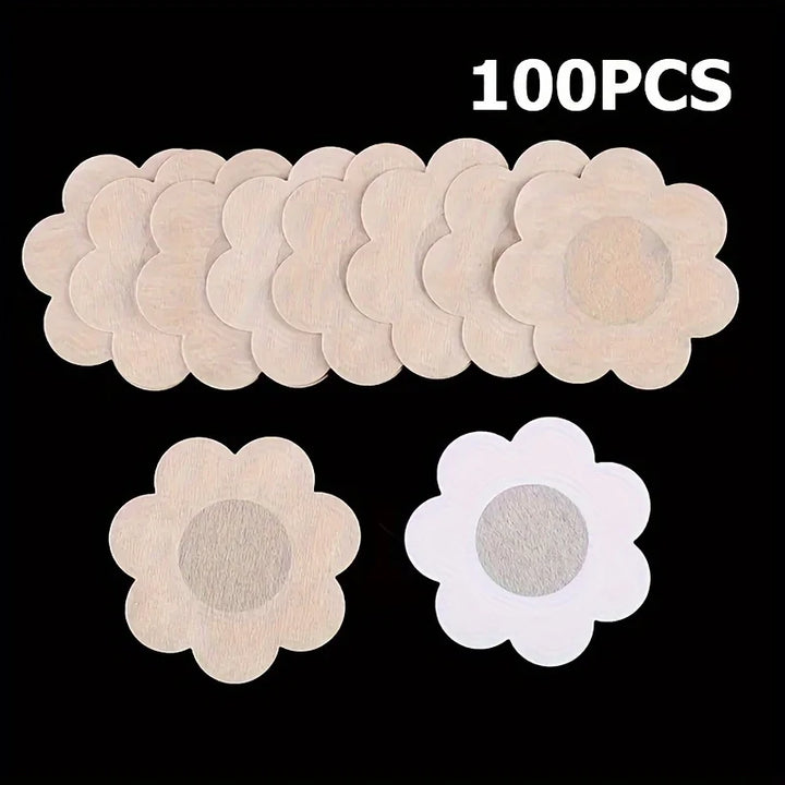 100pcs Invisible Strapless Self-Adhesive Nipple Patches - Disposable Invisible Nipple Patches, Summer Underwear Accessories Skin