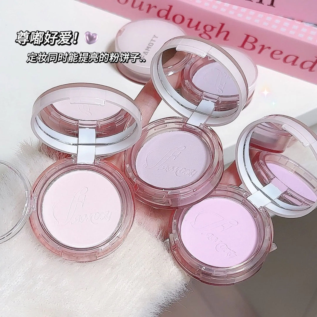 1Pc Matte Oil Control Pressed Powder Waterproof Concealer Pressed Setting Powder Lasting High Gloss Brighten Face Korean Makeup