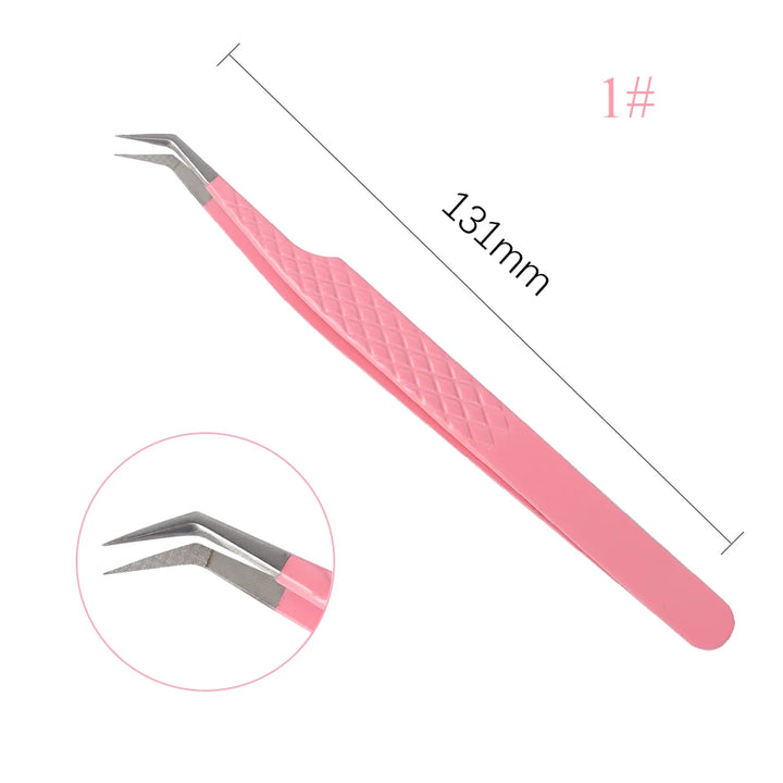 Eyelash Extension Tweezers Stainless Steel Volume Eyelash 3D accurate Clip Fiber Tip High Precision Makeup Tool Curved Tweezers