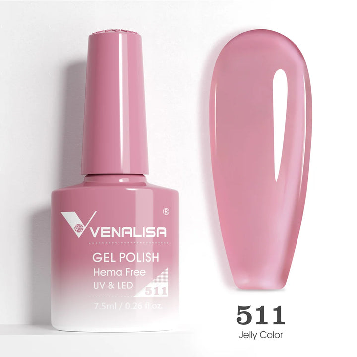 Venalisa HEMA TPO FREE Nail Gel Polish Glitter Gorgeous Full Coverage Soak Off UV LED French Nail Jelly Pink Nude Collection