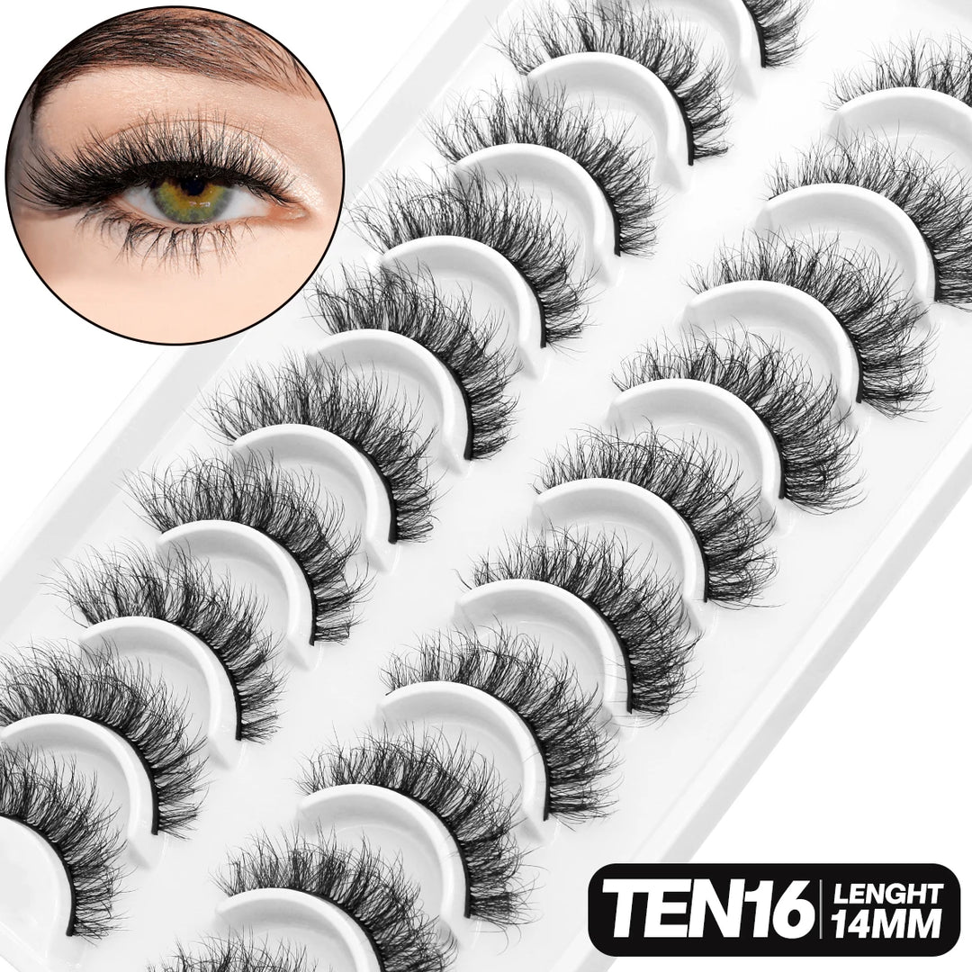 GROINNEYA 5/10 pairs 3D Mink Lashes Faux Mink Fluffy Lash Soft Full Thick Wispy Eyelash Dramatic False Eyelashes Makeup