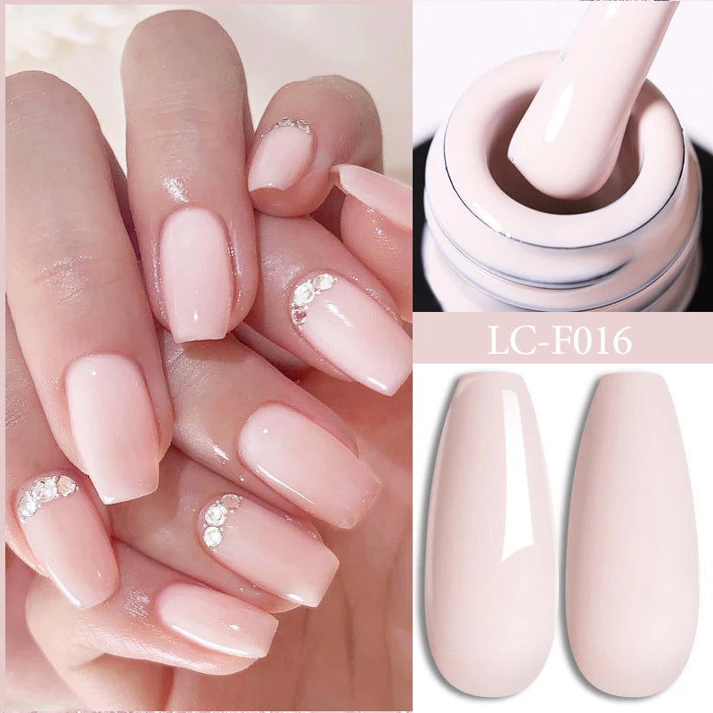 LILYCUTE 7ML Pink Glitter Nail Gel Polish Nude Natural Long Lasting Manicure Soak Off UV LED Nail Art Base Top Coat Gel Varnish