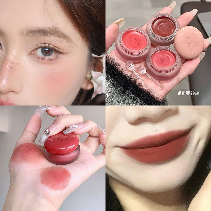 Canned Lip Mud Mist Lipstick Moisturizing Velvet Matte Mousse Solid Lip Gloss Cheek Blush Cream Tint Lips Makeup Korean Cosmetic