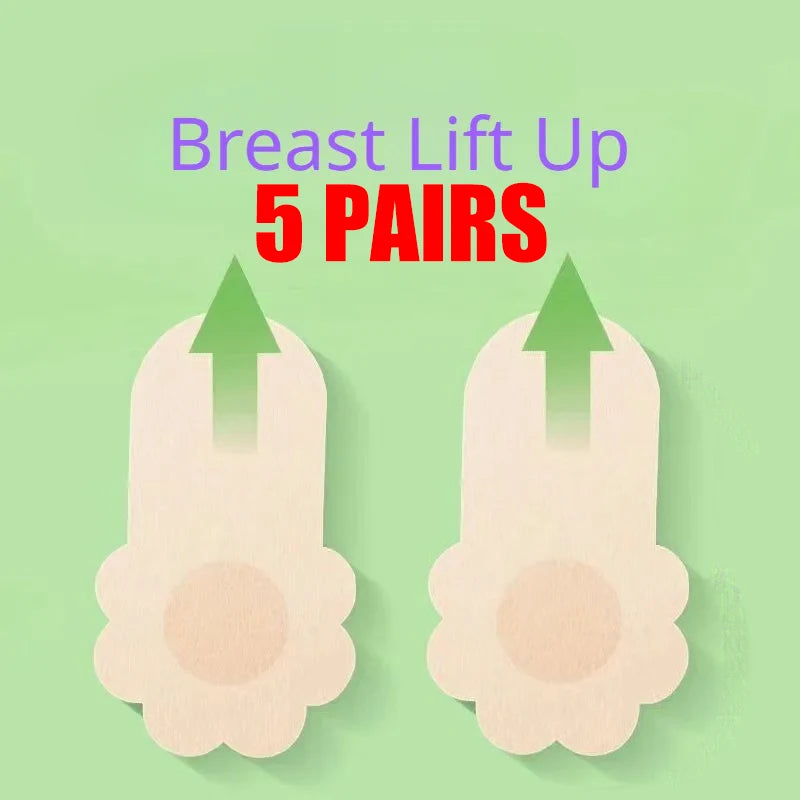 10pcs Women's Invisible Breast Lift Up Tape Overlays on Bra Nipple Stickers Chest Stickers Adhesive Nipple Covers Accessories