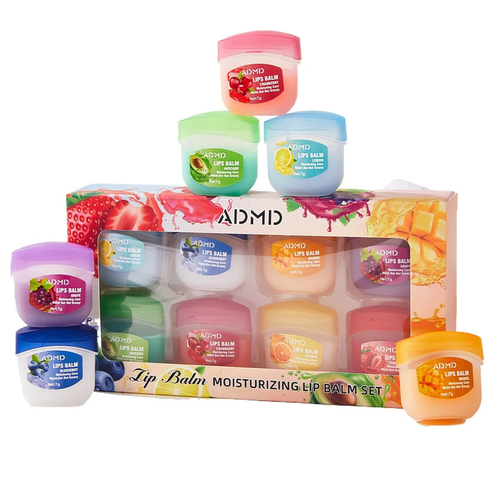 8 Pieces Vaseline Lip Balm Set Rose Lemon Flavor Moisturizing Anti-Dry Crack Long Lasting Nourishing Lip Mask Lip Care