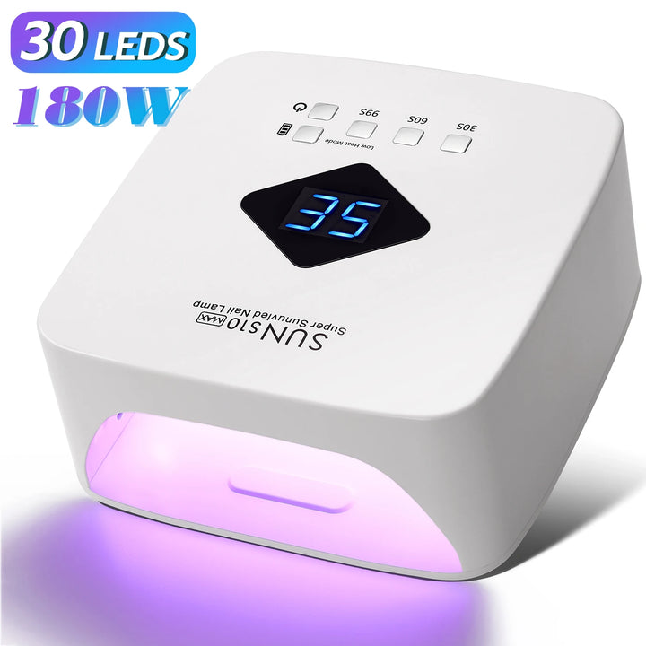 120W UV LED Nail Lamp Professional 30 LEDs Nail Dryer with 3 Timer Settings Rechargeable Manicure Lamp for Curing All Nails Gel