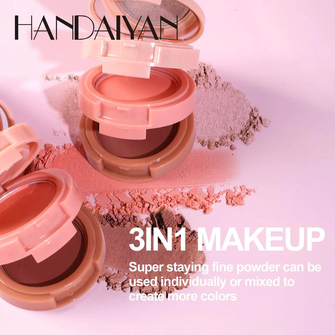 3 in 1 Multifunctional Matte Highlighter Contour Blush Palette Pearly Shiny Face Powder Cosmetics for Professional Makeup