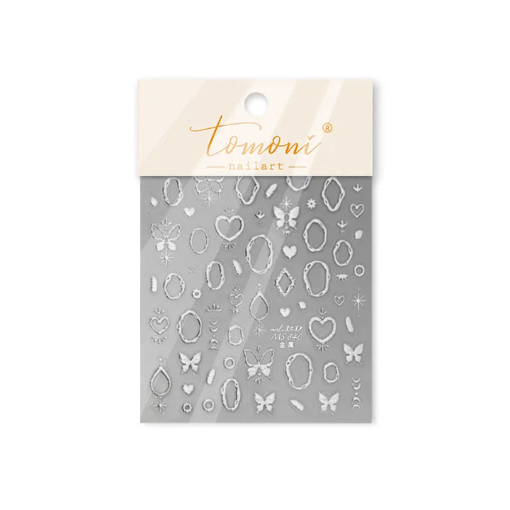 Gold Scepter Frames Nail Art Stickers Lavish Jewel Crown Patterns 5D Metal Nail Sticker Self Adhesive Manicure Decorat Decal DIY