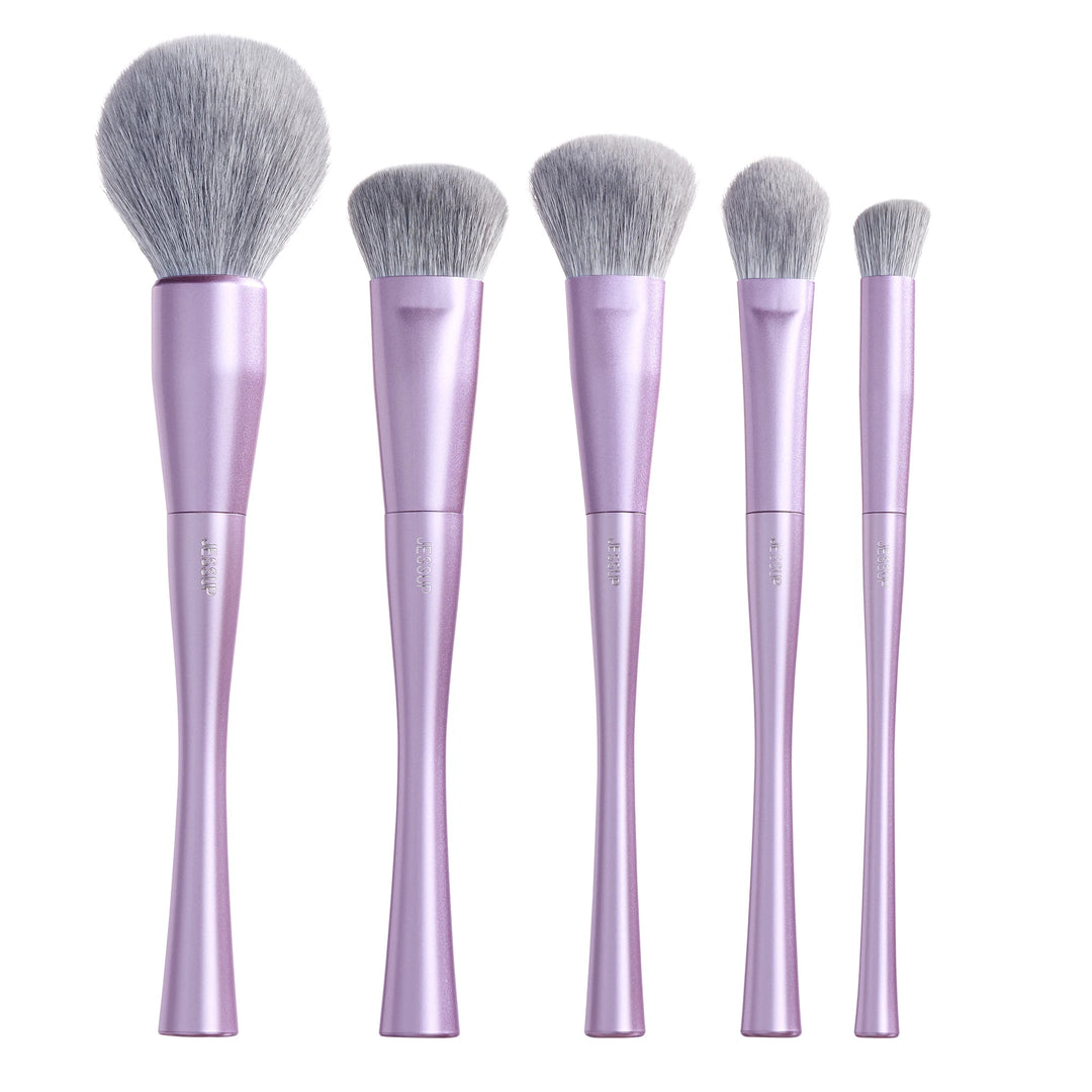 Jessup Makeup Brushes Set Professional 3/5/6/14pcs Vegan MakeUp Brush,Foundation Eyeshadow Contour Powder,Luxury Purple T512