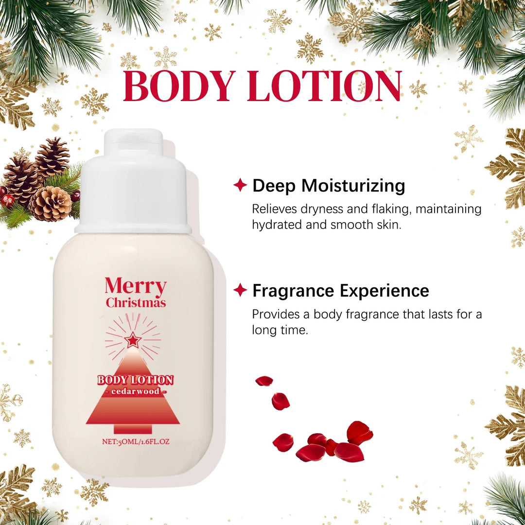 Merry Christmas 110ml Skin Care Gift Set - Hand Body Feet Cream with Nail Pen, Natural Verbena Cedarwood Sandalwood Fragrance