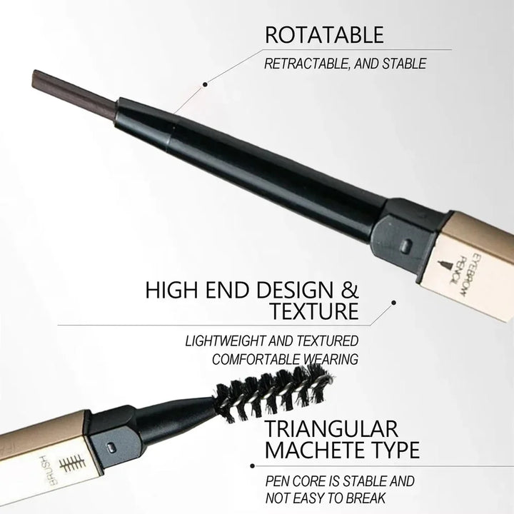 5 Colors With Brush Double Head Eyebrow Pencil Waterproof Smooth Eyebrow Stick Sweatproof Eyebrow Gel Tattoo Pencil Cosmetics