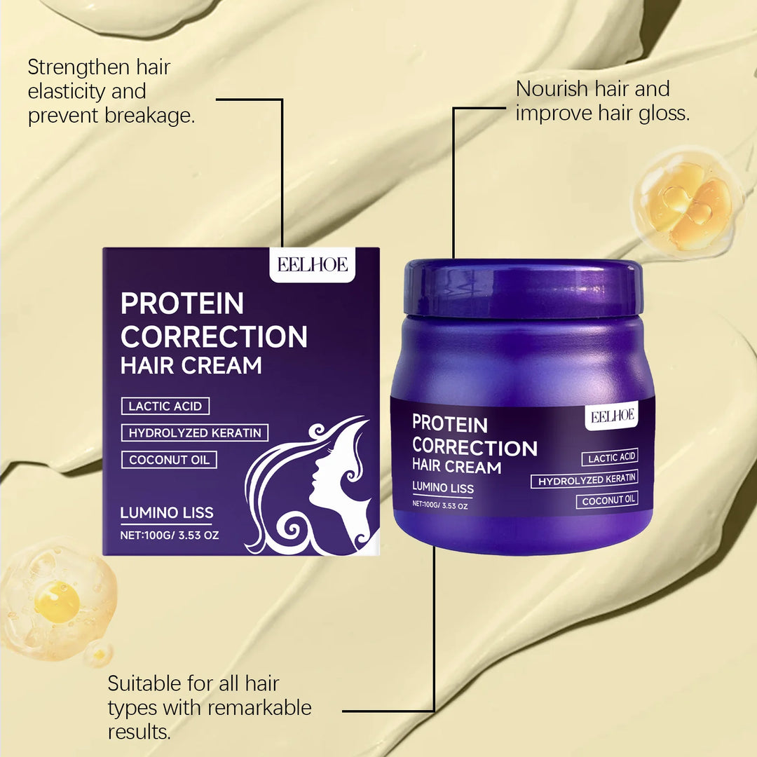 Protein Hair Straightening Cream Repair Dry Frizz Damage Leave-In Treatment Healing Color Protection Deep Conditioning Hair Mask