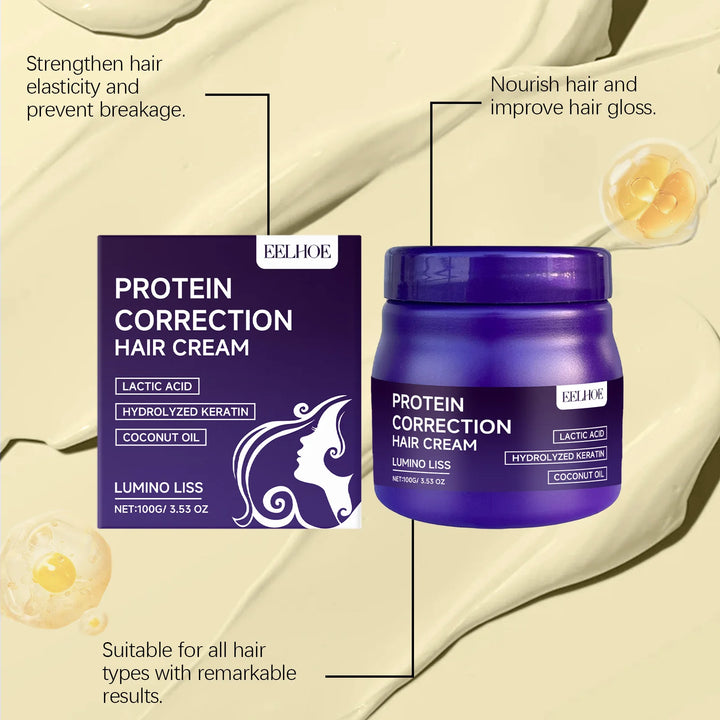 Protein Hair Straightening Cream Repair Dry Frizz Damage Leave-In Treatment Healing Color Protection Deep Conditioning Hair Mask