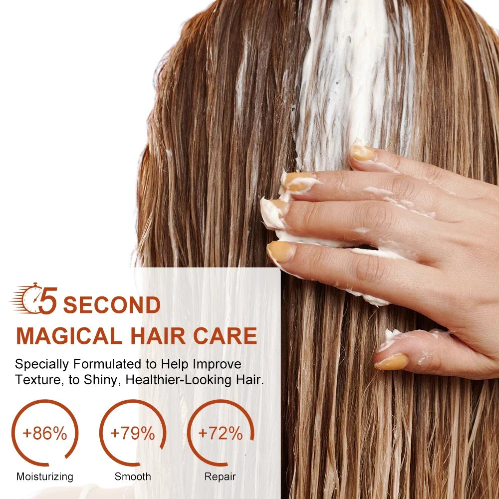 PURC 5s Magical Hair Mask Keratin Treatment Quick Smoothing Perm,Frizz Dry Damage Repairing Cream Restore Soft Masks Hair Care