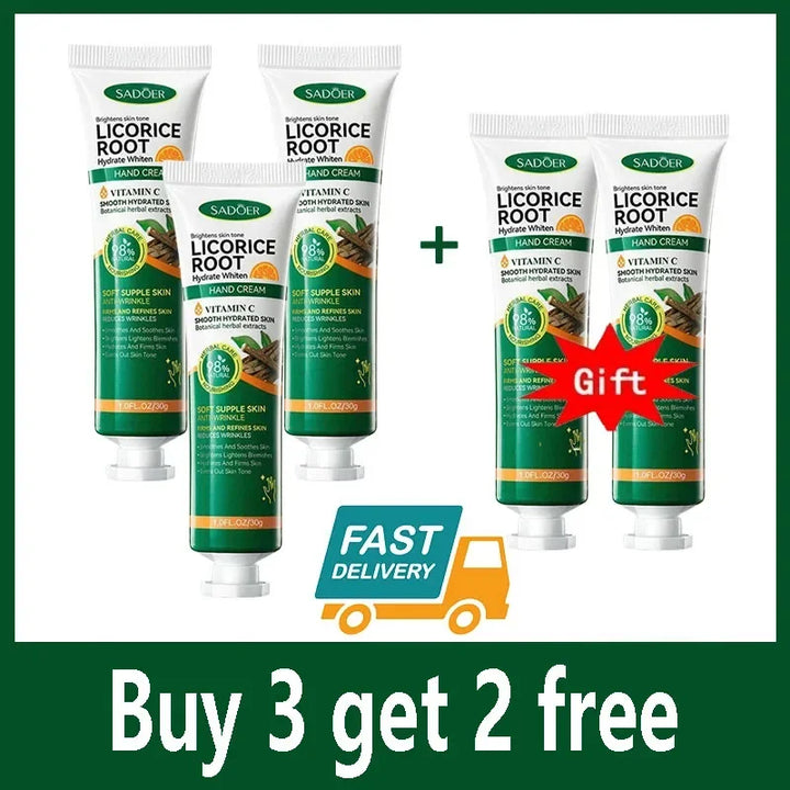 Licorice Root Hand Cream Exfoliator Anti Cracking Soothing Repaire Moisturizing Dead Skin Removal vitamin C Whitening Hand Care