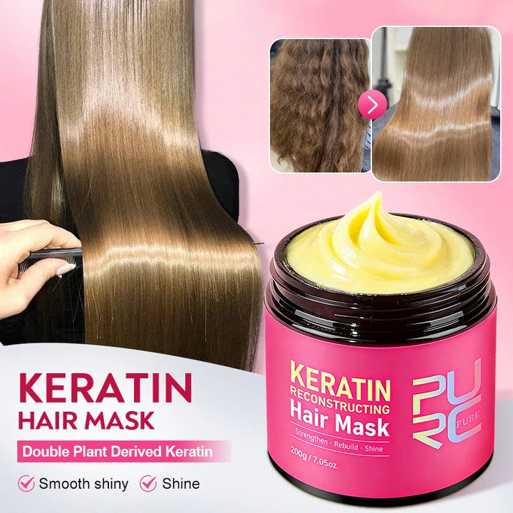 PURC 200g Keratin Hair Mask Straightening Smoothing Collagen Hair Treatment Mask Nourish Repair Damaged Frizz Hair Care Product