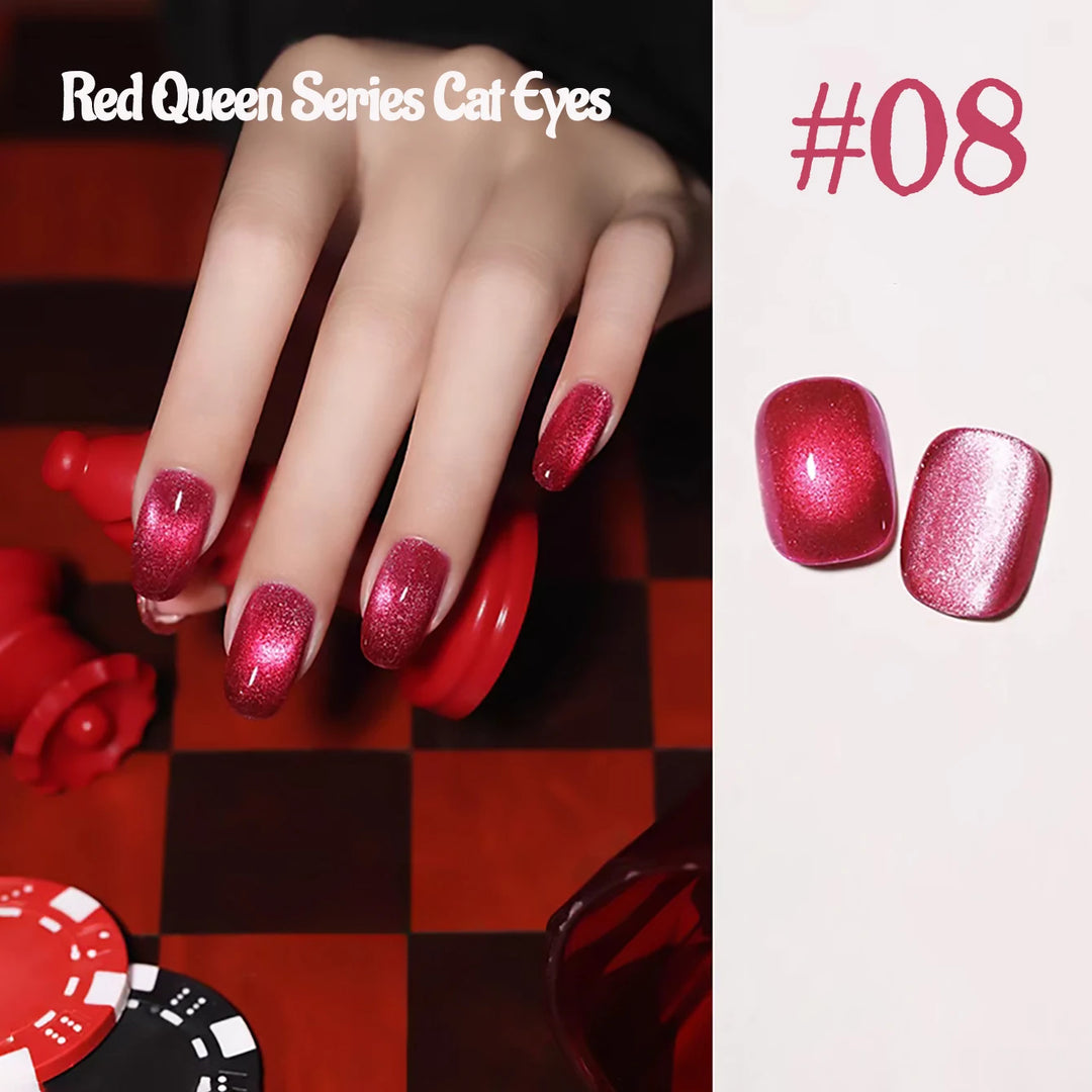 12ML 1-21PCS Autumn Nails Red through half the Sky Cat Eye Nail Glue Halloween New Whitening Glass Bead Cat Eye Nail Polish