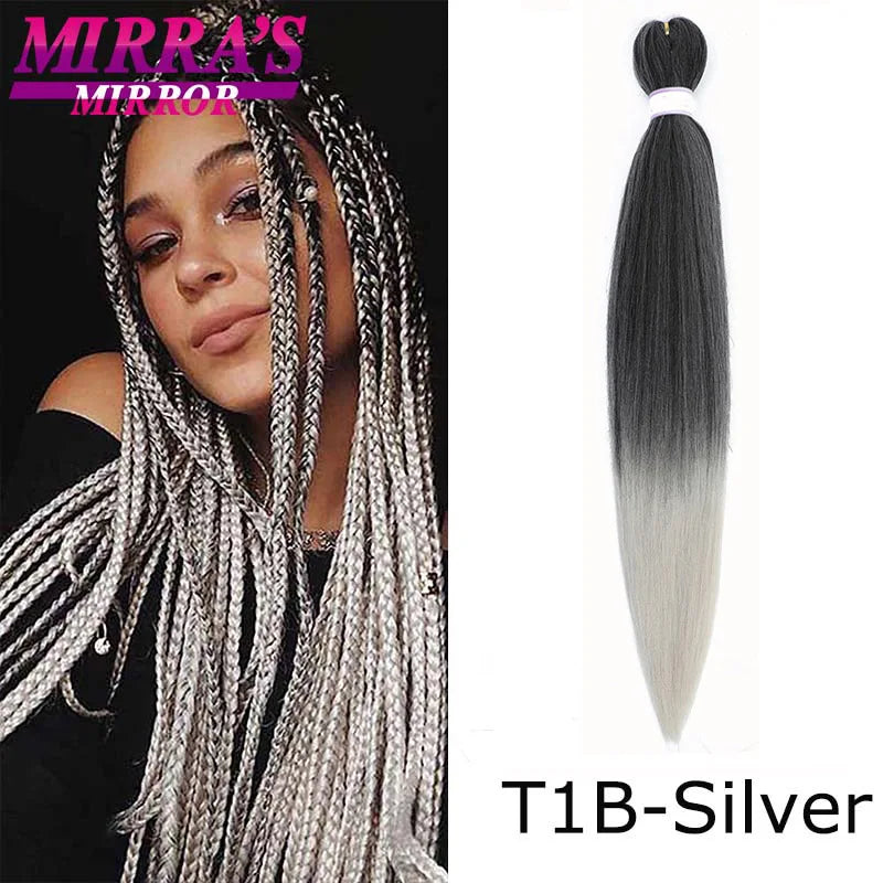 Pre Stretched Braiding Hair Ombre Jumbo Braids Hair Extensions YAKI Straight Synthetic Braid 1/3/6/8/10 Pcs Bulk Mirra's Mirror