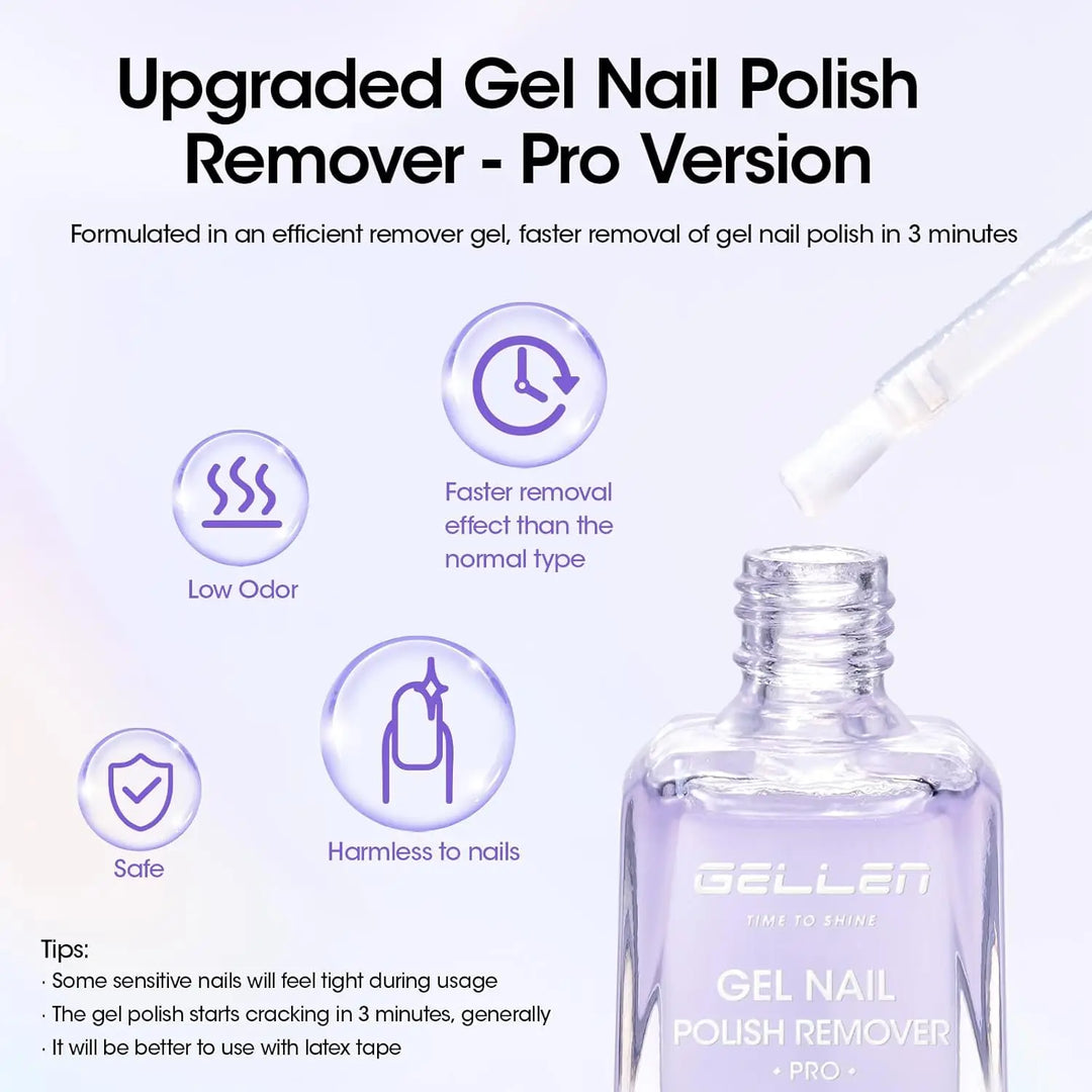 GELLEN Gel Nail Polish Remover Pro Kit with Peelable Liquid Latex Fast Nails Gel Remover Professional No Soaking Supplies