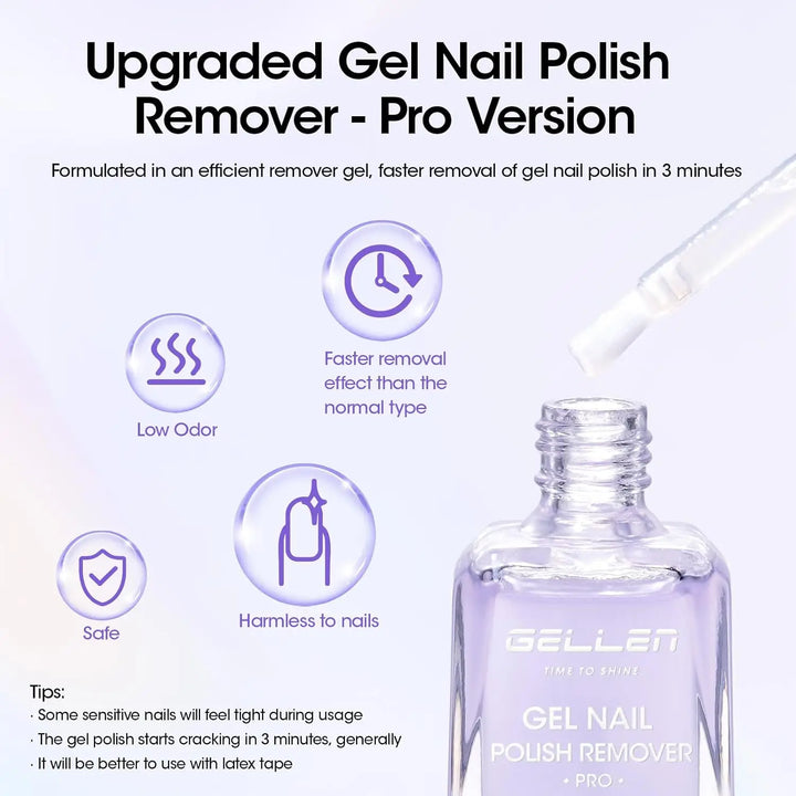 GELLEN Gel Nail Polish Remover Pro Kit with Peelable Liquid Latex Fast Nails Gel Remover Professional No Soaking Supplies