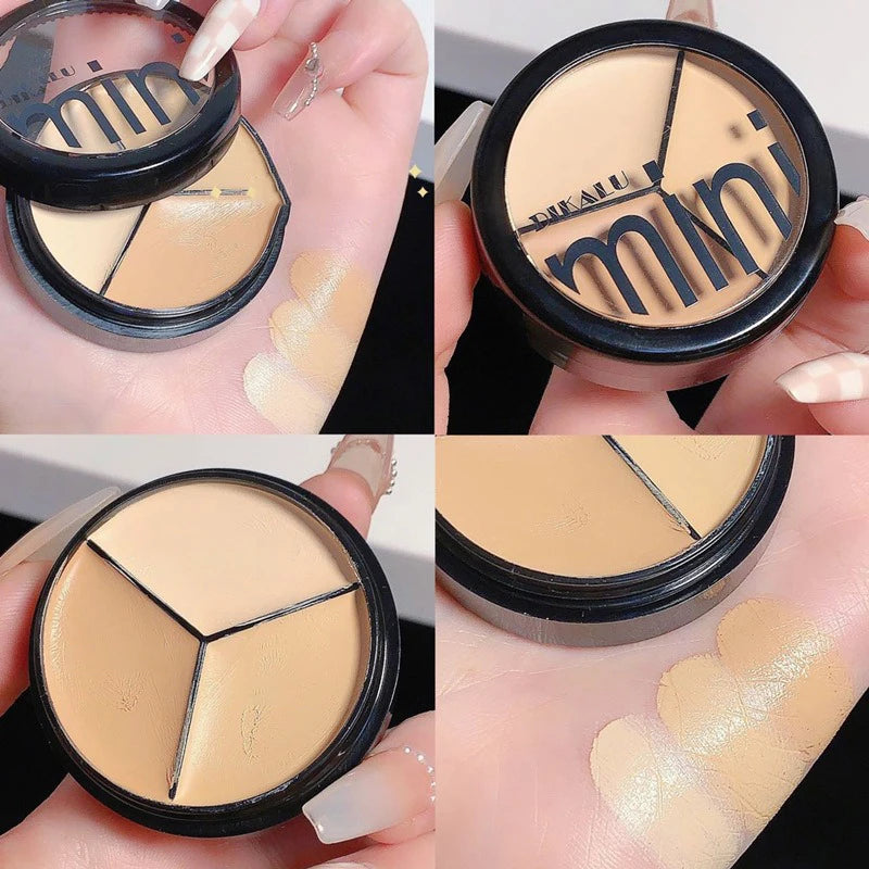 3 Colors Concealer Cream Full Coverage Acne Spot Dark Circles Contour Concealer Palette with Brush Moisturizing Cosmetics Makeup