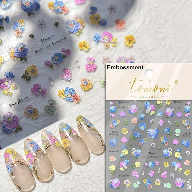 Hipster Pure White Flowers Rose Spring Lily Peony Camellia Daisy Jelly Cherry Blossom Magnolia Nail Art Stickers Manicure Decals