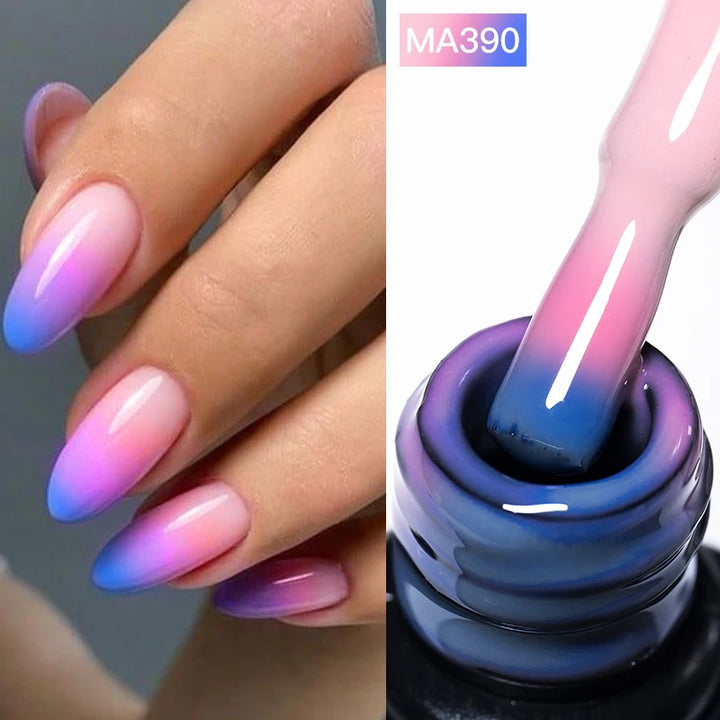 MEET ACROSS 7ml Jelly Nude Shimmer Rubber Base Gel Glitter Pink Purple UV/LED Nail Art Vernis Gel Polish for Manicure Nails DIY