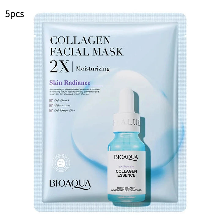 20pcs/5pcs Centella Collagen Face Mask VC Moisturizing Refreshing Sheet Masks Hyaluronic Acid  Facial Mask Skin Care Products