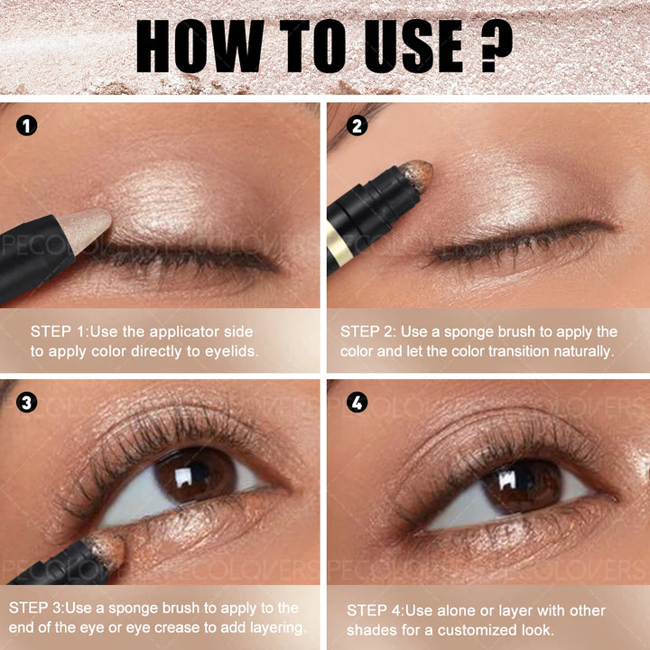 Double-head Eyeshadow Stick,Waterproof,Smudge-Proof Eyeliner, Multi-Color Shimmer Palette,Easy Application for Eyes Contouring