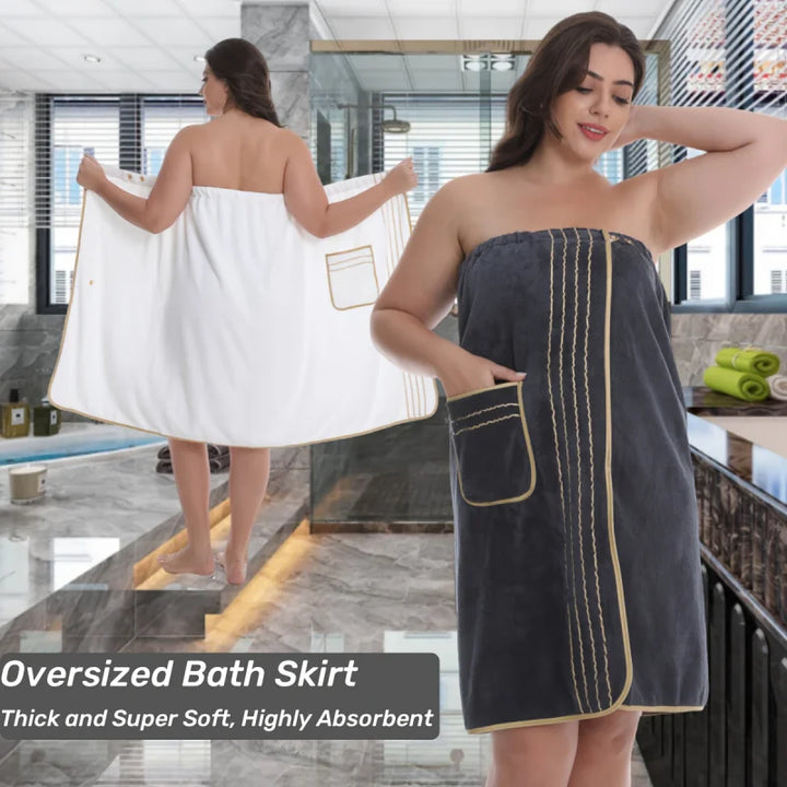 2pcs Set, Extra Large Bathrobe Princess Cap Outfit, Large Size Towel Wrap, Thick Coral Fleece, Perfect for Home Travel, Sauna