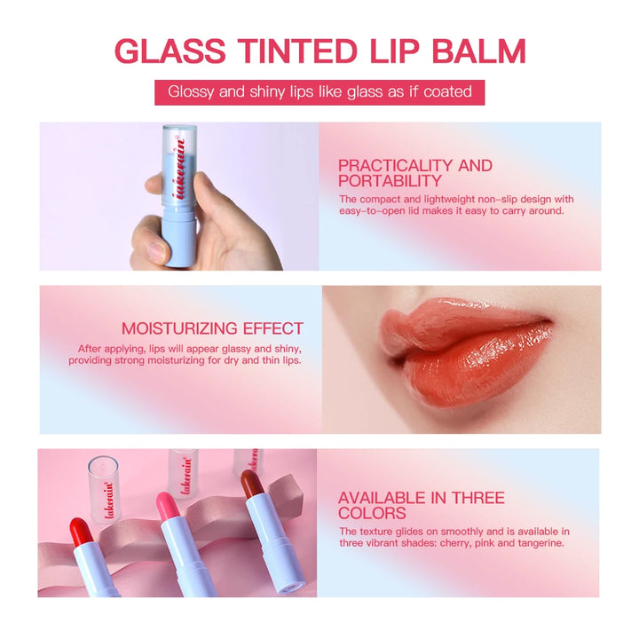 Glass Tinted Lip Balm Light Cherry Red Orange Glow Moisturizing Vegetarian Lip Balm With Bright Clear Color Korea Lip Cosmetics