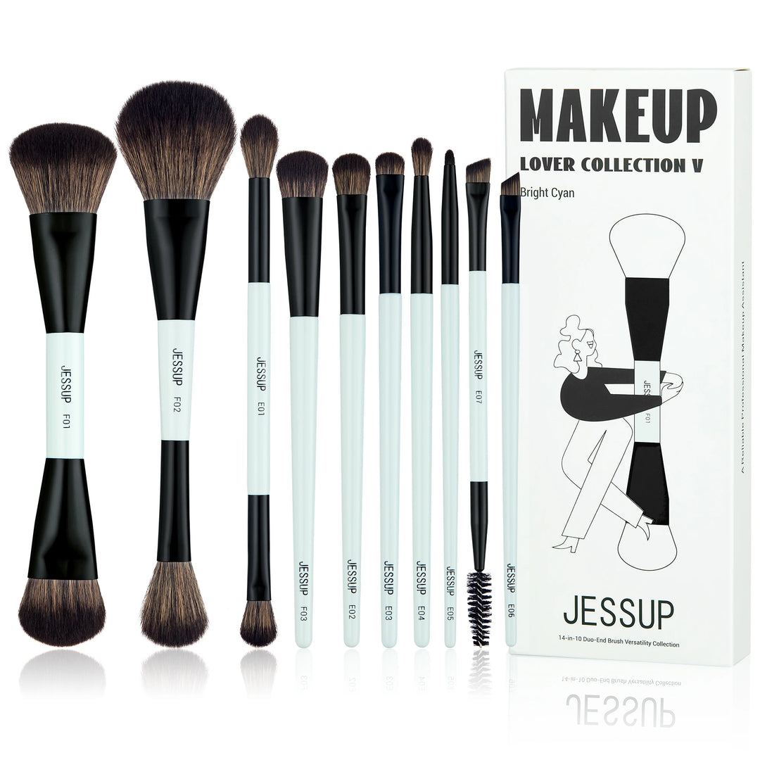 Jessup Makeup Brushes Set Professional 3/5/6/14pcs Vegan MakeUp Brush,Foundation Eyeshadow Contour Powder,Luxury Purple T512