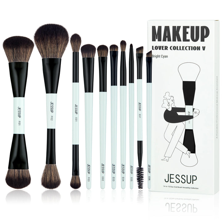 Jessup Makeup Brushes Set Professional 3/5/6/14pcs Vegan MakeUp Brush,Foundation Eyeshadow Contour Powder,Luxury Purple T512
