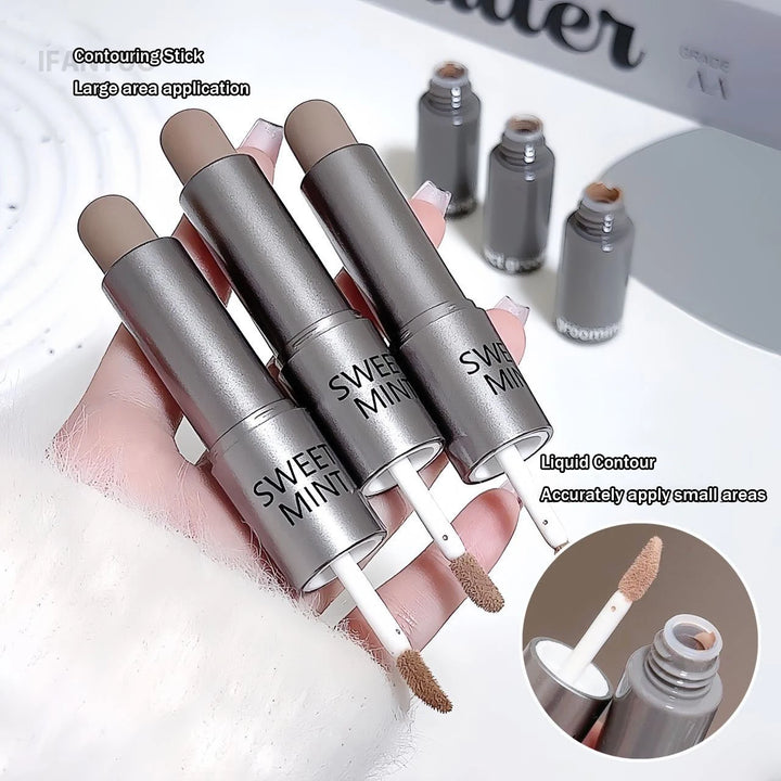 Moisturizing Matte Concealer Contour Stick Smooth Lasting 3D Nose Shadow Waterproof Face Highlight Brighten Contour Makeup