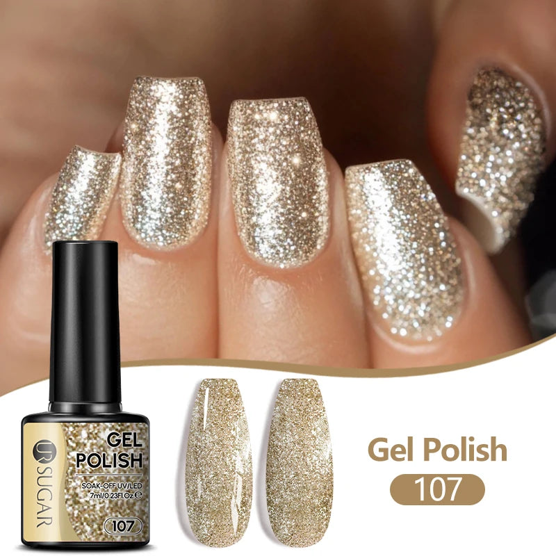 UR SUGAR 7/7.5ml Nude Glitter Color Nail Gel Polish Semi-permanent Varnish Soak Off Nail Art Base Top Coat UV LED Gel Manicure