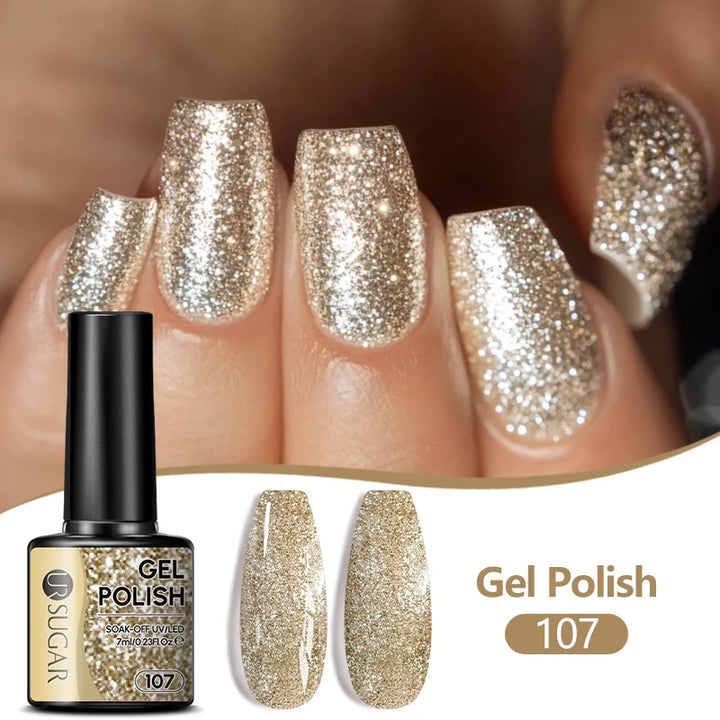 UR SUGAR 7/7.5ml Nude Glitter Color Nail Gel Polish Semi-permanent Varnish Soak Off Nail Art Base Top Coat UV LED Gel Manicure