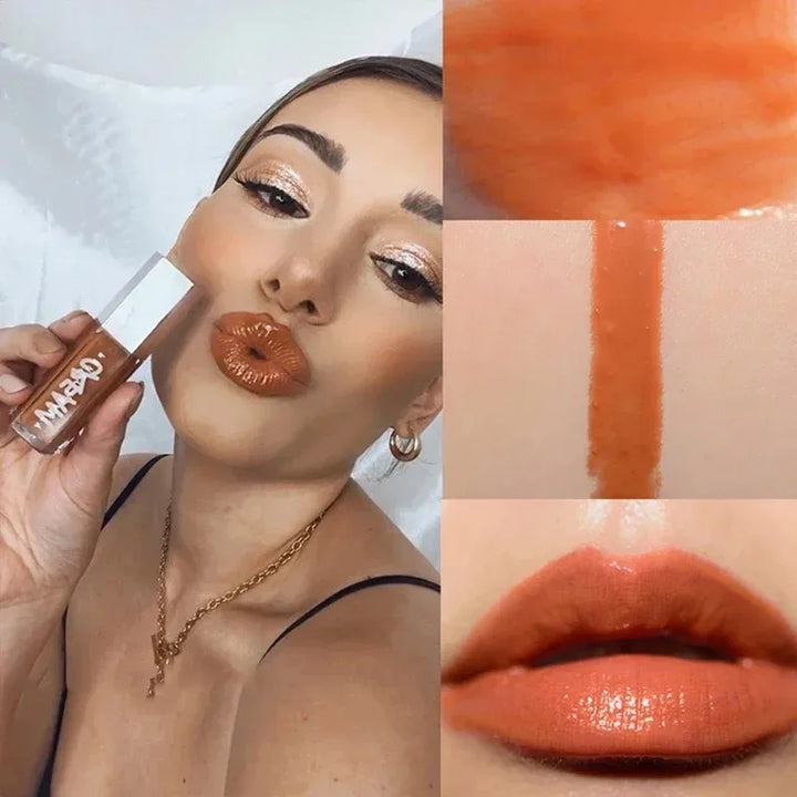 Natural Three-dimensional Contour Modification Matte 3D Bubble Rose Dual Tone High Gloss Flowing Liquid Lip Gloss Moisturizing