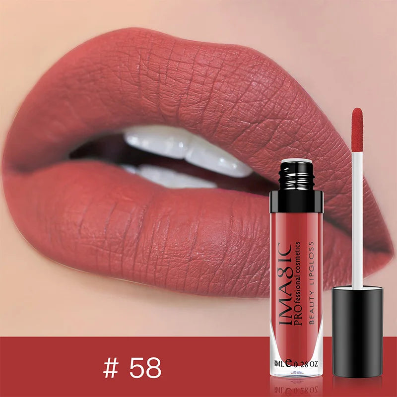 IMAGIC Lip Gloss Makeup Long Lasting Waterproof Lipstick Velvet Non-stick Cup 28 Colors Lip Tint Matte Sexy Red Liquid Lip Stick