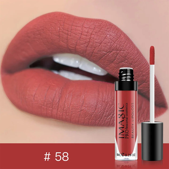 IMAGIC Lip Gloss Makeup Long Lasting Waterproof Lipstick Velvet Non-stick Cup 28 Colors Lip Tint Matte Sexy Red Liquid Lip Stick