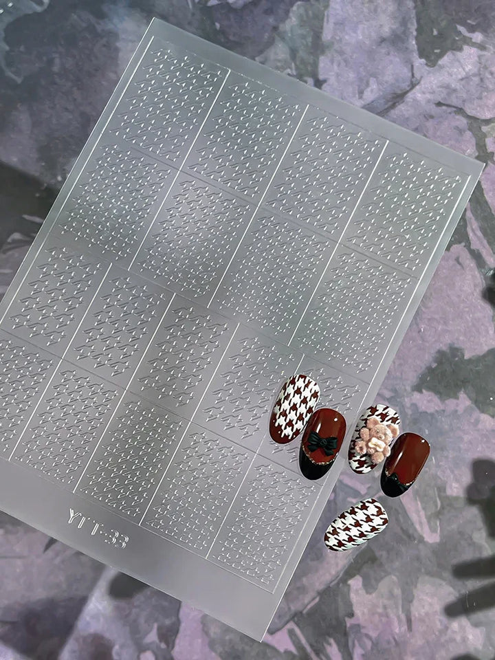 3D Checkered Transparent Spray-painted Nail Art Accessories Sticker French Line Heart-shaped Butterfly Nail Decorations Stickers